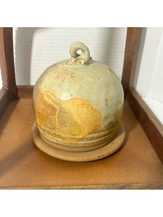 Other - Studio Art Pottery Large Rustic Ceramic Butter Bell Saucer Signed by Artist